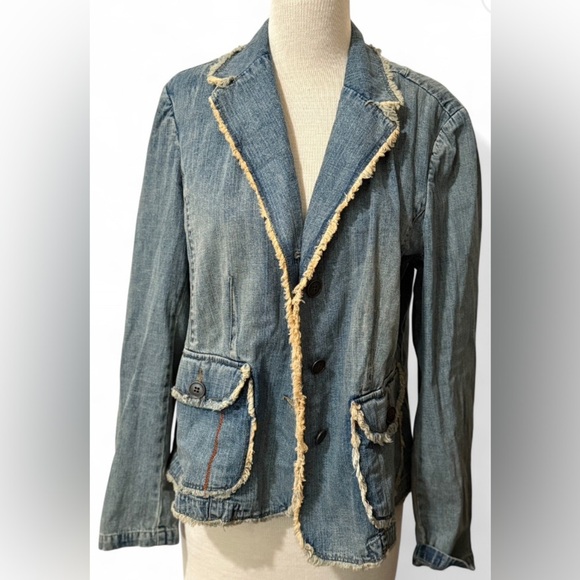 Sigrud Olsen Boho Acid Wash Denim Jacket Rocker Hippie Denim Jacket Women’s 14 - Picture 1 of 3